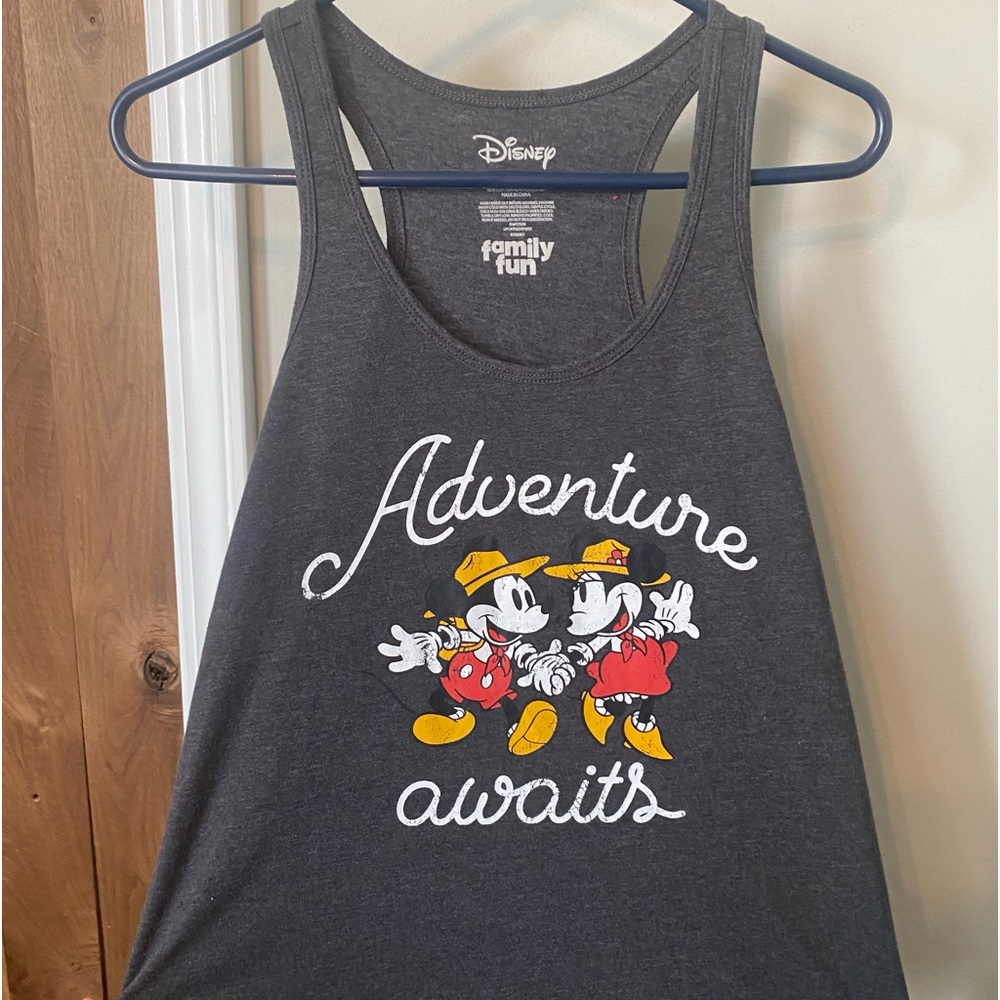 Disney Mickey and Minnie, racer back tank top, Great quality! Gray. Size M.